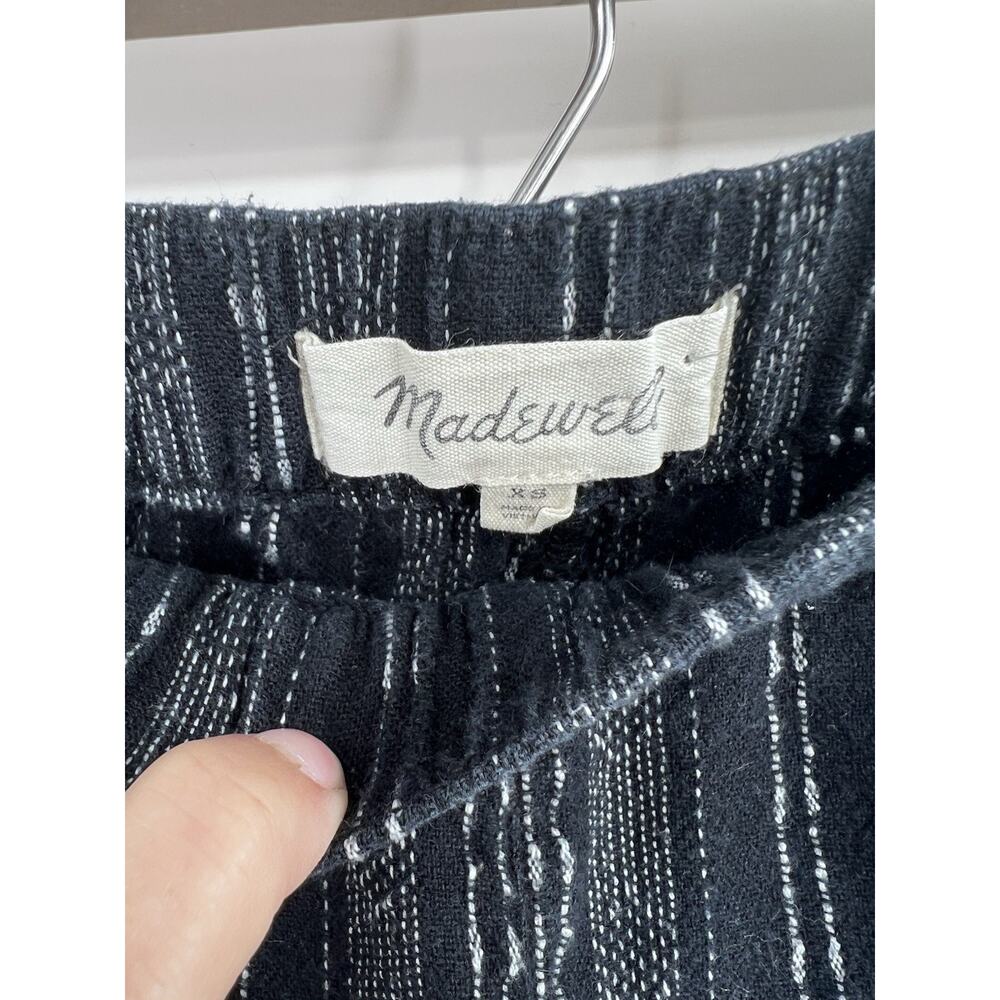 Madewell Black Grey Stripe Woven Linen Bland Shorts XS Pull On - Picture 5 of 7